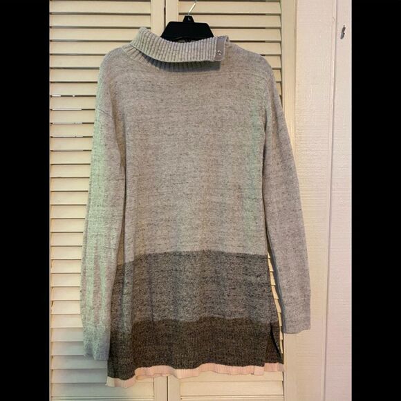 Calvin Klein tunic striped sweater w/side buttons - Picture 1 of 13